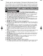 Предварительный просмотр 4 страницы Panasonic NN-SD780S Operating Instructions Manual