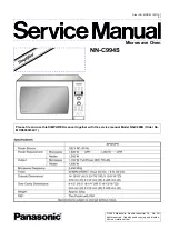 Preview for 1 page of Panasonic NNC994S - Genius Prestige - Convection Microwave Oven Service Manual