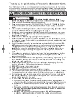 Preview for 3 page of Panasonic NNH504WF - MICROWAVE -1.1 CUFT Operating Instructions Manual