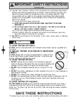 Preview for 4 page of Panasonic NNH504WF - MICROWAVE -1.1 CUFT Operating Instructions Manual