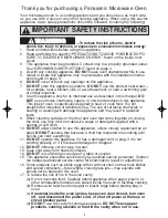 Preview for 3 page of Panasonic NNH724 - MICROWAVE -1.6 CU.FT Operating Instructions Manual