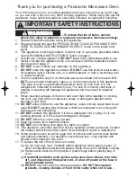 Preview for 3 page of Panasonic NNS635WF - MICROWAVE OVEN 1.2CUFT Operating Instructions Manual