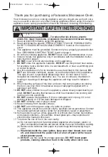 Предварительный просмотр 3 страницы Panasonic NNT965 - MICROWAVE Operating Instructions Manual