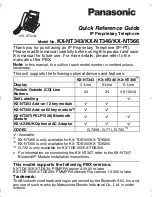 Panasonic NT346-B - KX - VoIP Phone Quick Reference Manual preview