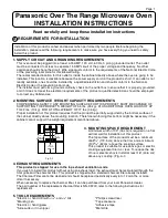 Preview for 1 page of Panasonic Over The Range Microwave Oven Instalaltion Manual