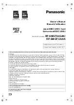 Предварительный просмотр 1 страницы Panasonic P-SMGT64GAK Owner'S Manual