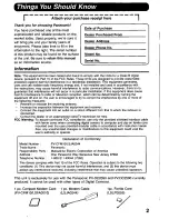 Preview for 2 page of Panasonic PalmCam PV-CFM10 Operating Instructions Manual