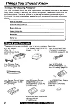 Preview for 2 page of Panasonic Palmcoder PalmSight PV-L550 Operating Instructions Manual