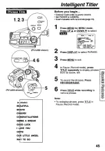 Preview for 45 page of Panasonic Palmcoder PalmSight PV-L550 Operating Instructions Manual