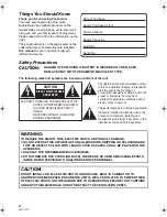 Предварительный просмотр 2 страницы Panasonic Palmcoder SDR-H40PC Operating Instructions Manual