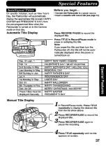 Предварительный просмотр 37 страницы Panasonic Palmcorder IQ DisplayMate PV-L606 Operating Instructions Manual