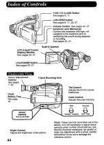 Предварительный просмотр 44 страницы Panasonic Palmcorder IQ DisplayMate PV-L606 Operating Instructions Manual