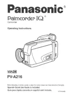 Panasonic Palmcorder IQ PV-A216 User Manual preview