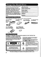 Preview for 2 page of Panasonic Palmcorder IQ PV-A226 User Manual