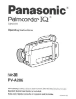 Panasonic Palmcorder IQ PV-A286 User Manual preview