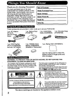 Предварительный просмотр 2 страницы Panasonic Palmcorder IQ PV-L606 User Manual