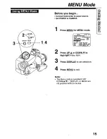 Предварительный просмотр 15 страницы Panasonic Palmcorder Palmsight PV-L559 Operating Manual