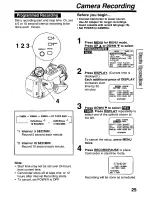 Предварительный просмотр 25 страницы Panasonic Palmcorder Palmsight PV-L559 Operating Manual