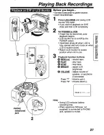 Предварительный просмотр 27 страницы Panasonic Palmcorder Palmsight PV-L559 Operating Manual