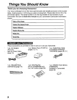 Предварительный просмотр 2 страницы Panasonic Palmcorder PalmSight PV-L580 User Manual