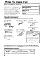 Preview for 2 page of Panasonic Palmcorder PalmSight PV-L581 User Manual