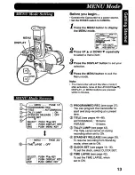 Предварительный просмотр 13 страницы Panasonic Palmcorder Palmsight PV-L758 Operating Manual