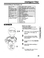 Предварительный просмотр 49 страницы Panasonic Palmcorder PalmSight PV-L779 User Manual