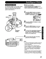 Предварительный просмотр 47 страницы Panasonic Palmcorder Palmsight PV-L858 Operating Manual