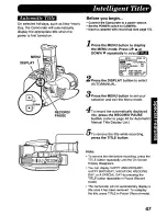 Предварительный просмотр 47 страницы Panasonic Palmcorder Palmsight PV-L958 Operating Manual