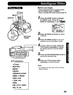 Предварительный просмотр 49 страницы Panasonic Palmcorder Palmsight PV-L958 Operating Manual