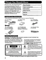 Предварительный просмотр 2 страницы Panasonic Palmcorder PV-A207 User Manual