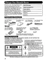 Preview for 2 page of Panasonic Palmcorder PV-D506 User Manual