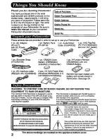 Предварительный просмотр 2 страницы Panasonic Palmcorder PV-D607 User Manual