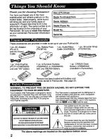 Предварительный просмотр 2 страницы Panasonic Palmcorder PV-D776 User Manual