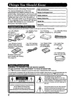 Предварительный просмотр 2 страницы Panasonic Palmcorder PV-DV700 Operating Manual