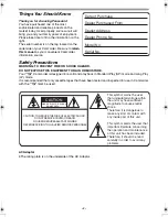 Предварительный просмотр 2 страницы Panasonic Palmcorder PV-GS120 Operating Instructions Manual