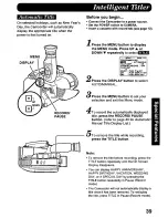 Предварительный просмотр 39 страницы Panasonic Palmcorder PV-L568 User Manual