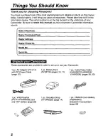 Preview for 2 page of Panasonic Palmcorder PV-L579 User Manual