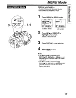 Предварительный просмотр 17 страницы Panasonic Palmcorder PV-L780 User Manual