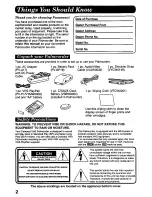 Preview for 2 page of Panasonic Palmcorder PV-L857 User Manual