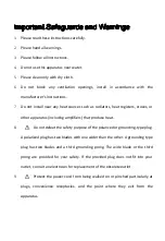 Preview for 2 page of Panasonic PI-BUA5MWA Operating Instructions Manual