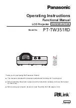 Preview for 1 page of Panasonic PJLink PT-TW351RD Operating Instructions Manual