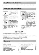 Preview for 2 page of Panasonic PRISM W1 Series Operating Instructions Manual