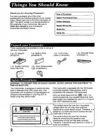 Preview for 2 page of Panasonic ProLine AG-188U Operating Instructions Manual