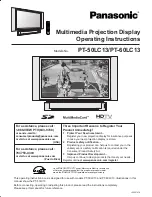 Panasonic PT-50LC13 - 50" Rear Projection TV Operating Instructions Manual preview