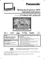 Panasonic PT-61DLX75 Operating Instructions Manual preview