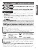 Preview for 3 page of Panasonic PT-61DLX75 Operating Instructions Manual