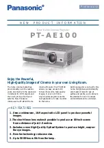 Panasonic PT-AE100 Specifications preview