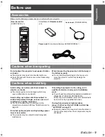 Предварительный просмотр 9 страницы Panasonic PT-AE1000U - LCD Projector - HD 1080p Operating Instructions Manual