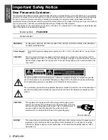 Предварительный просмотр 2 страницы Panasonic PT AE2000U - LCD Projector - HD 1080p Operating Instructions Manual